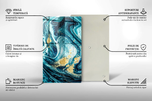 Steklena podloga za rezanje Abstrakcija modrega zlata