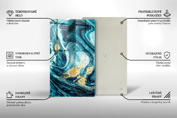 Steklena podloga za rezanje Abstrakcija modrega zlata