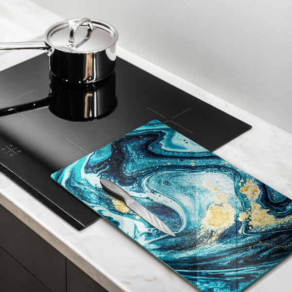 Steklena podloga za rezanje Abstrakcija modrega zlata