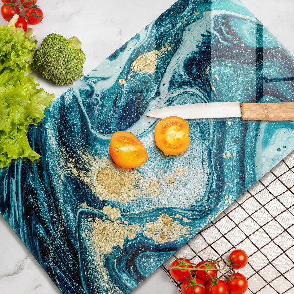 Steklena podloga za rezanje Abstrakcija modrega zlata