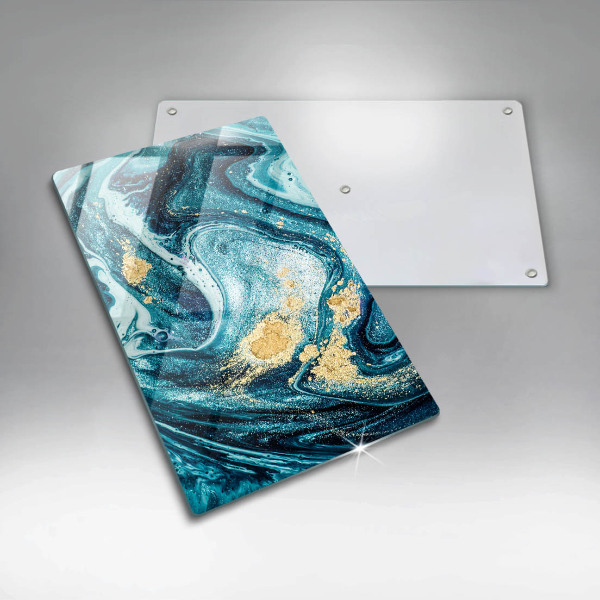 Steklena podloga za rezanje Abstrakcija modrega zlata