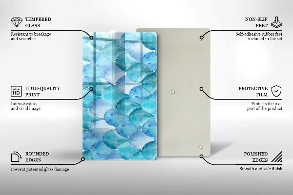 Steklena podloga za rezanje Akvarelne lestvice