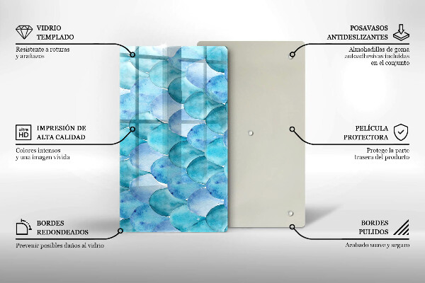 Steklena podloga za rezanje Akvarelne lestvice