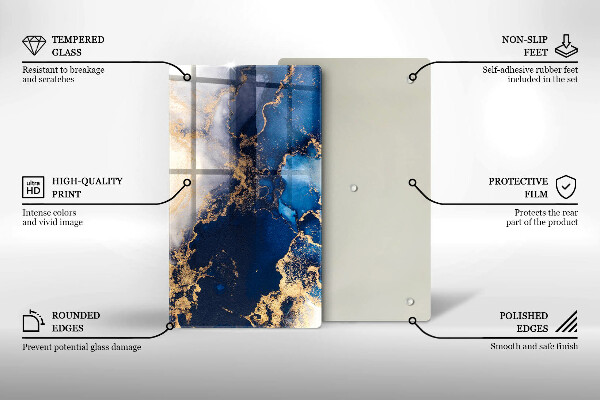 Steklena podloga za rezanje Elegantno ozadje in zlato