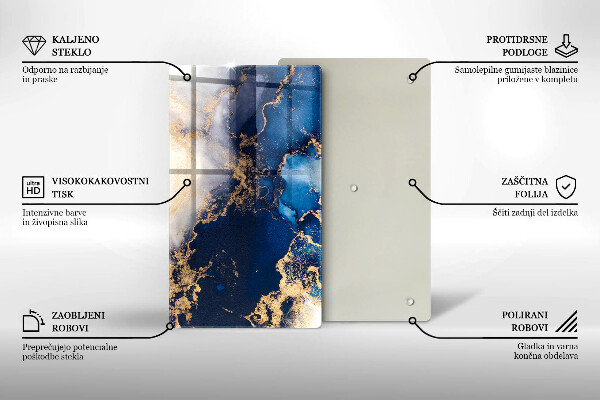 Steklena podloga za rezanje Elegantno ozadje in zlato