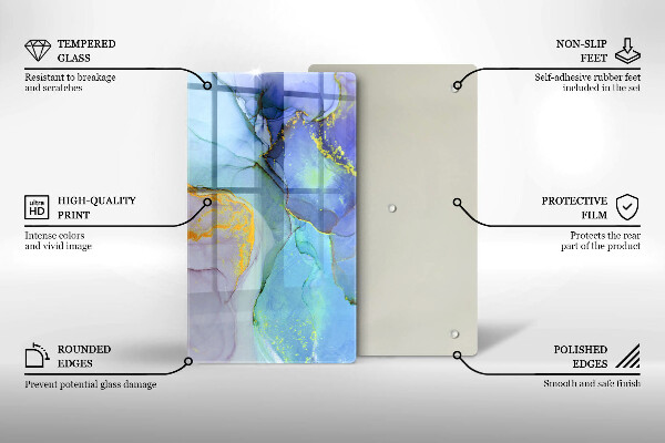 Steklena podloga za rezanje Razpokan zlati kamen