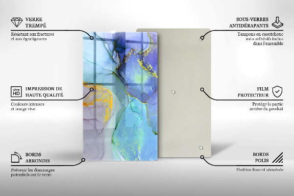 Steklena podloga za rezanje Razpokan zlati kamen