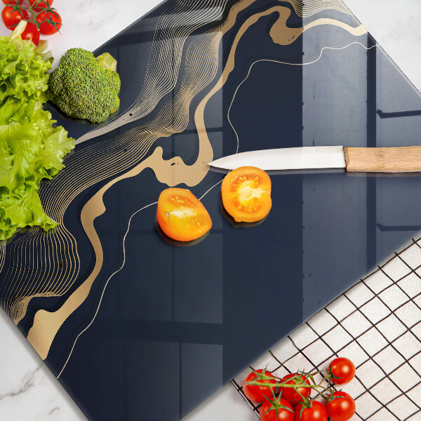 Steklena podloga za rezanje Abstraktne zlate črte