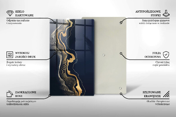 Steklena podloga za rezanje Abstraktne zlate črte