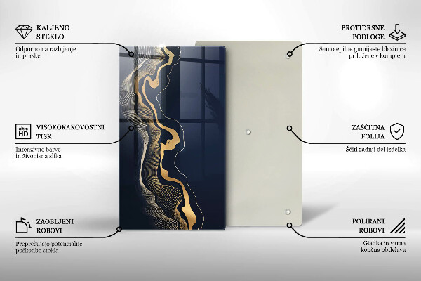 Steklena podloga za rezanje Abstraktne zlate črte