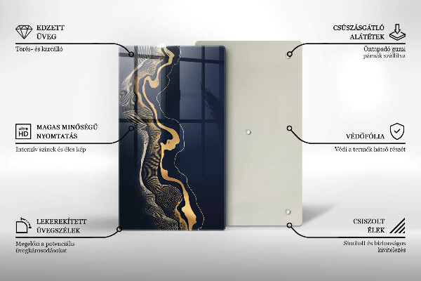 Steklena podloga za rezanje Abstraktne zlate črte