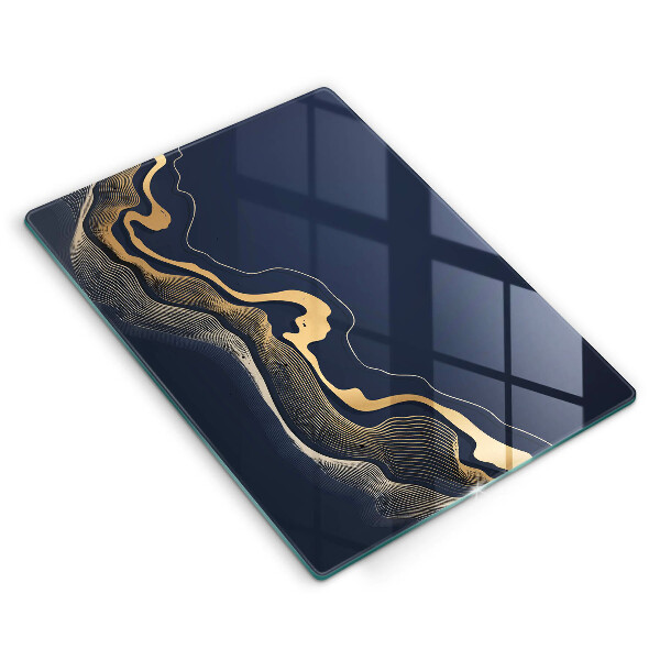 Steklena podloga za rezanje Abstraktne zlate črte