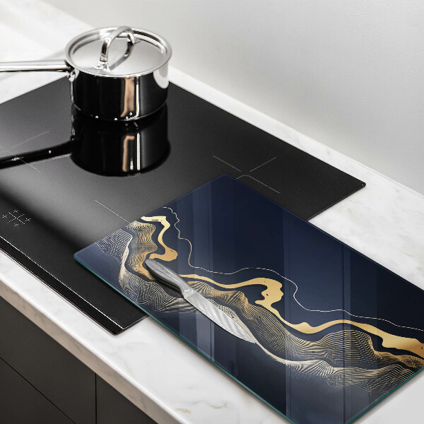 Steklena podloga za rezanje Abstraktne zlate črte