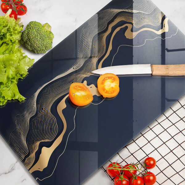 Steklena podloga za rezanje Abstraktne zlate črte