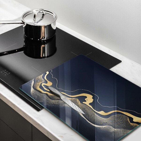 Steklena podloga za rezanje Abstraktne zlate črte