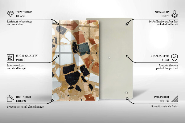 Steklena podloga za rezanje Plošča z okrasnimi kamni