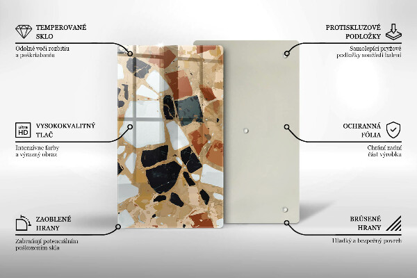 Steklena podloga za rezanje Plošča z okrasnimi kamni