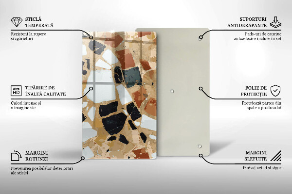 Steklena podloga za rezanje Plošča z okrasnimi kamni