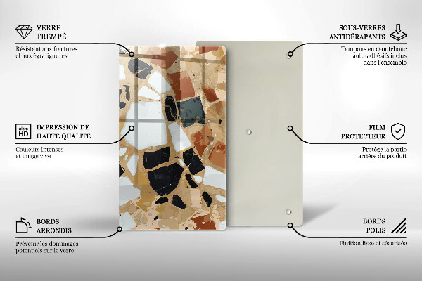Steklena podloga za rezanje Plošča z okrasnimi kamni