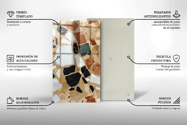 Steklena podloga za rezanje Plošča z okrasnimi kamni