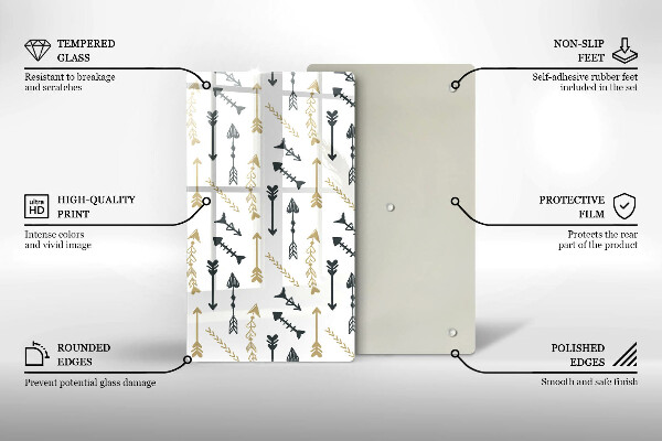 Steklena podloga za rezanje Boho vzorec puščic