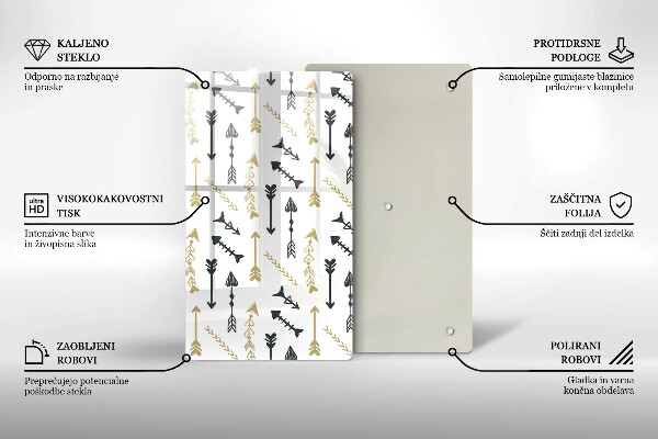 Steklena podloga za rezanje Boho vzorec puščic