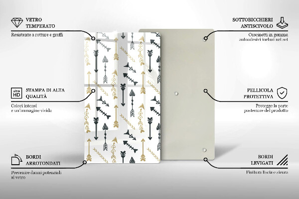 Steklena podloga za rezanje Boho vzorec puščic