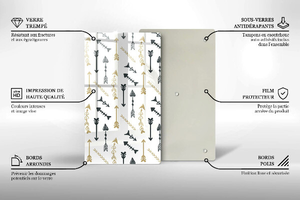 Steklena podloga za rezanje Boho vzorec puščic