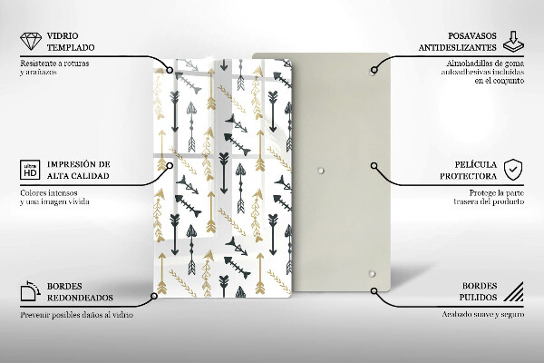 Steklena podloga za rezanje Boho vzorec puščic