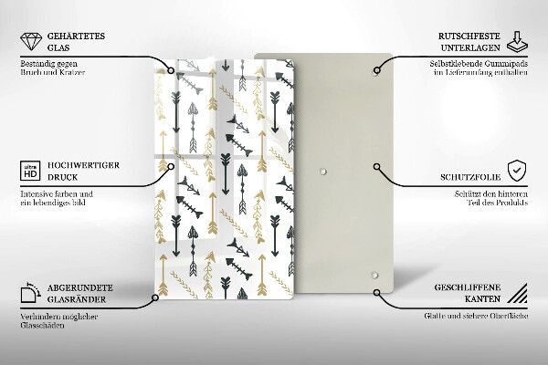 Steklena podloga za rezanje Boho vzorec puščic