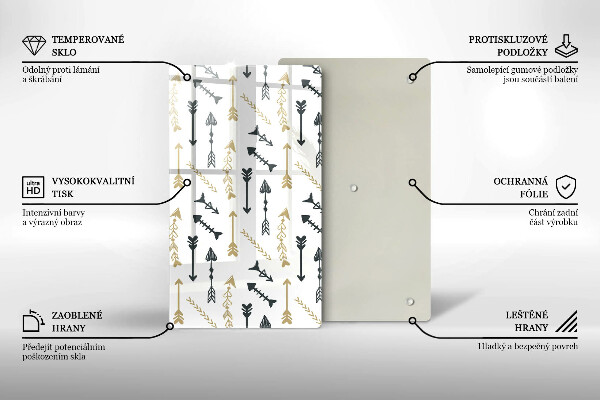 Steklena podloga za rezanje Boho vzorec puščic