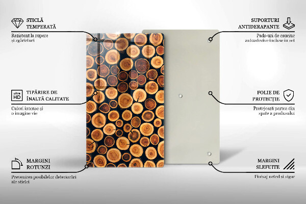 Steklena podloga za rezanje Leseni štori