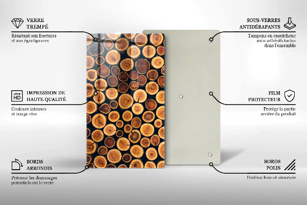 Steklena podloga za rezanje Leseni štori