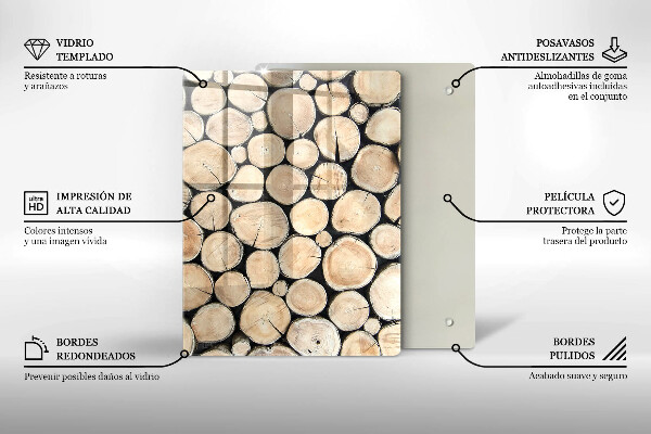 Steklena podloga za rezanje Leseni štori
