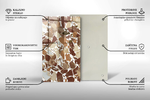 Steklena podloga za rezanje Kamnite dekorativne madeže