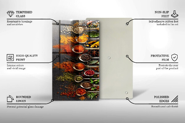 Steklena podloga za rezanje Žlice z začimbami