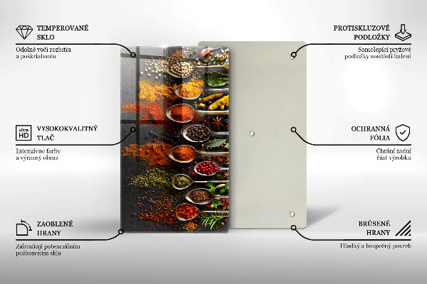 Steklena podloga za rezanje Žlice z začimbami