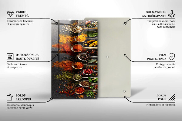 Steklena podloga za rezanje Žlice z začimbami