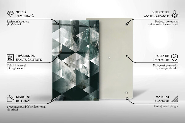 Steklena podloga za rezanje Trikotniki in voda