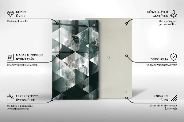 Steklena podloga za rezanje Trikotniki in voda