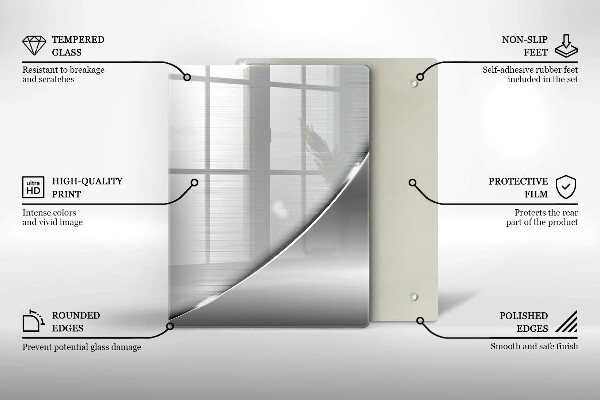 Steklena podloga za rezanje Trikotniki in voda