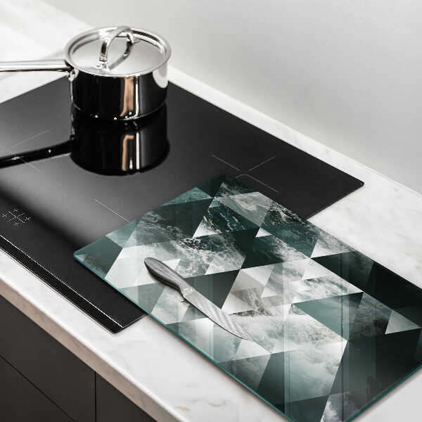 Steklena podloga za rezanje Trikotniki in voda