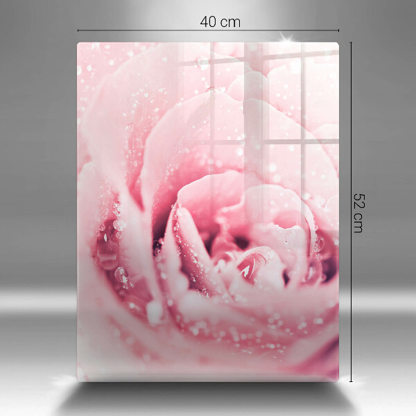 Steklena podloga za rezanje Rosne kapljice in cvet vrtnice