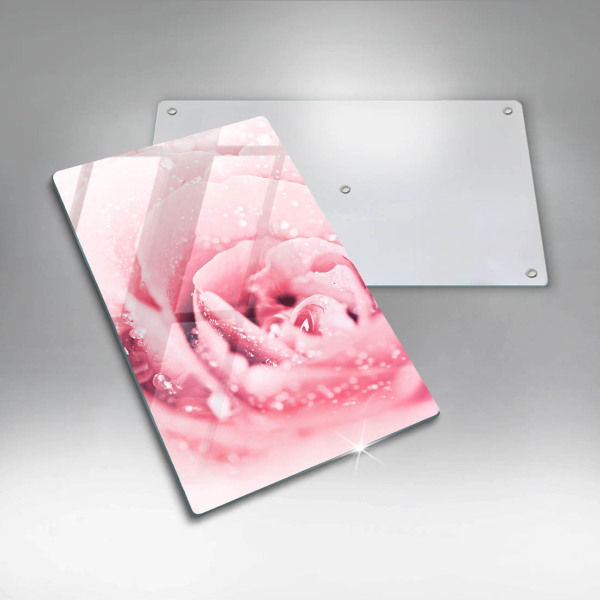 Steklena podloga za rezanje Rosne kapljice in cvet vrtnice