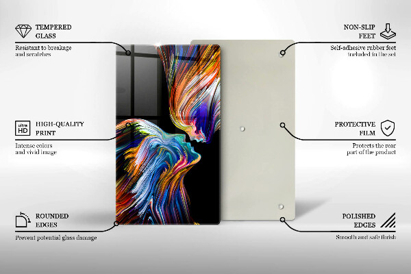 Steklena podloga za rezanje Abstrakcija poljuba