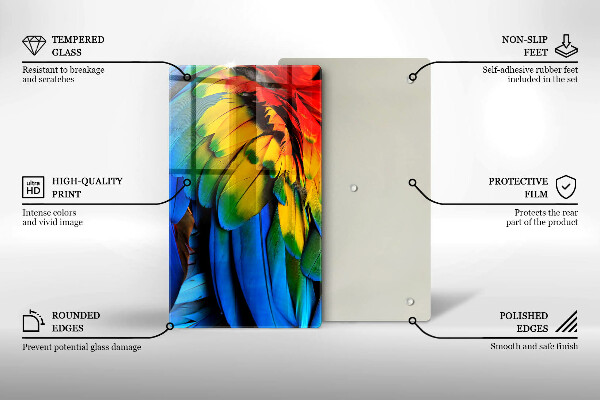 Steklena podloga za rezanje Pisano perje papige