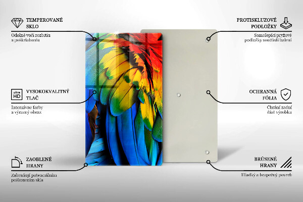Steklena podloga za rezanje Pisano perje papige