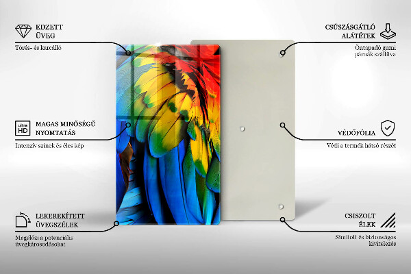 Steklena podloga za rezanje Pisano perje papige