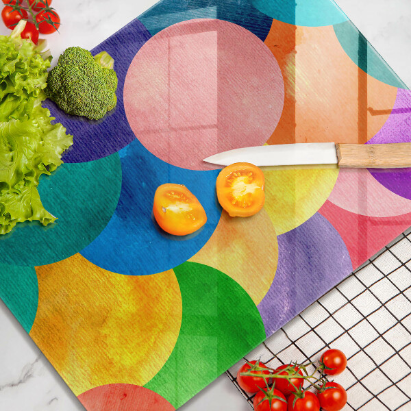 Steklena podloga za rezanje Pisani krogi