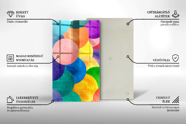 Steklena podloga za rezanje Pisani krogi